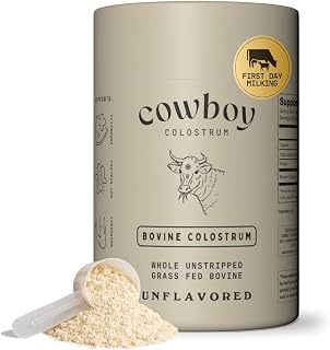 Cowboy - The Exclusive 1st Milking, Whole, Grass Fed Colostrum Supplement for Full Body Health - Bovine Colostrum Powder Packed w/Bioactive Nutrients - Sugar Free (Unflavored, 40 Servings)