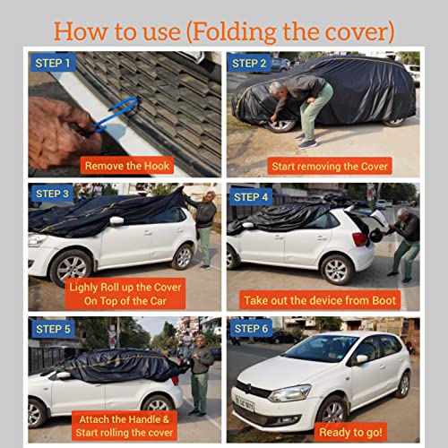 Image of CARBLAZER Portable & Semi-Automatic Full Body Car Covers: Heavy Duty Device| Anti-Theft| Dust & Scratch Proof | Water & Wind Resistant|Custom Fit| Dual-Side Cover, Compatible for Toyota VellFire