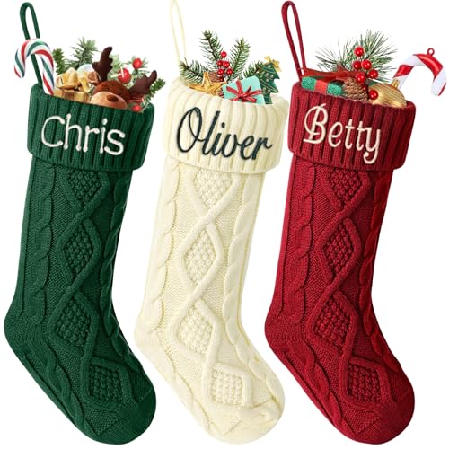 Personalized Christmas Stockings with Names, Embroidered Custom Christmas Stocking, 18&rdquo; Large...