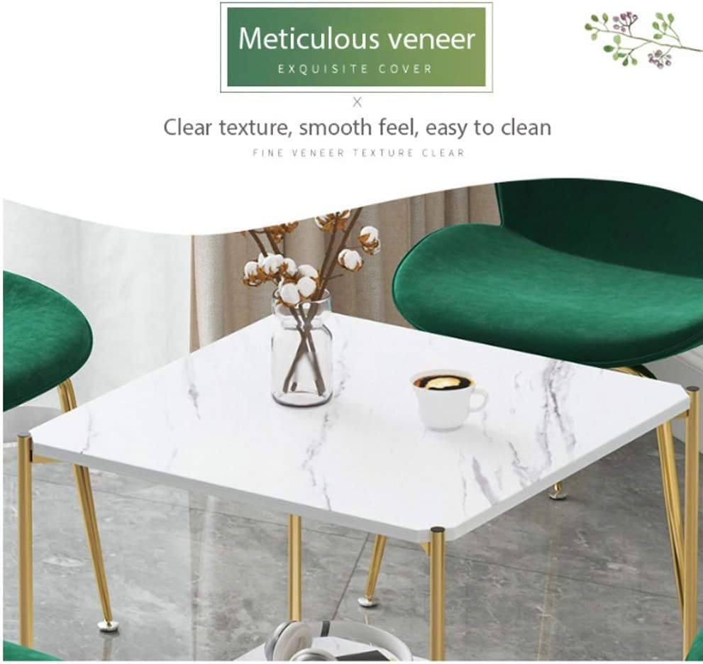 Table basse double couche avec plateau texture marbre et rangement - 6