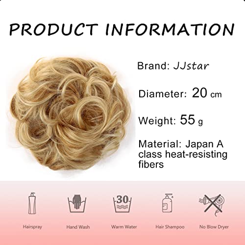 JJstar Messy Hair Bun Curly Wavy Hair Scrunchies Accessories Pieces for Women Girls Synthetic Chignons (Golden Blonde/Beach Blonde) - Image 3