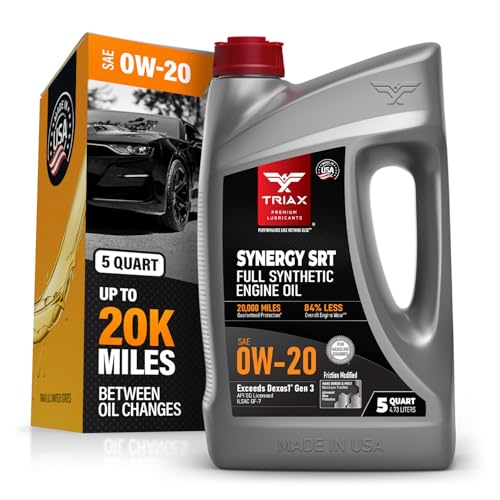 TRIAX Synergy SRT 0W-20 - Full Synthetic, Friction Modified Engine Oil - 20K Miles, API SP Licensed,...