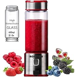 Batidora De Vaso Philips Media Markt Batidoras de vidrio licuadora mezcladora mejor batido para batidos batidos individuales mini pequeños jugos de frutas portátiles jarra de vidrio licuadora trituradora de hielo (Acero rojo)