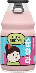 Bebida Leite de Banana ou Morango 230ml Vidro | Bebida Láctea Cremosa | Importada | Sabor Delicioso | Mimos Korea (Morango)