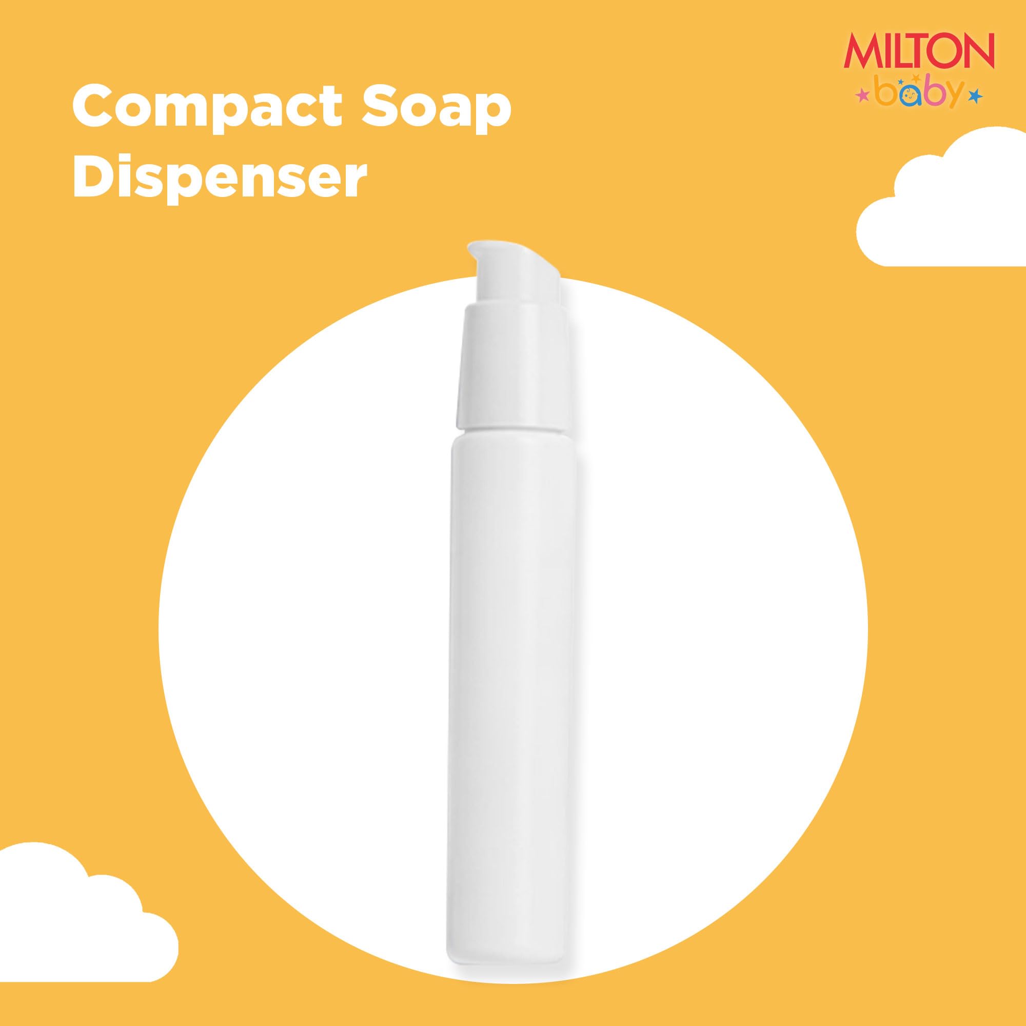 Milton Baby 5-in-1 Travel Bottle Cleaner Kit I Bottle, Nipple & Straw Cleaner I BPA Free - Food Grade Silicone Brush,Compact Soap Dispenser,Drying Rack,Home And Travel Essential, Elephant Print, Cream 1