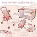 Deluxe Baby Doll Stroller and Crib Furniture Playset, Multi Baby Doll Accessories Set for 18