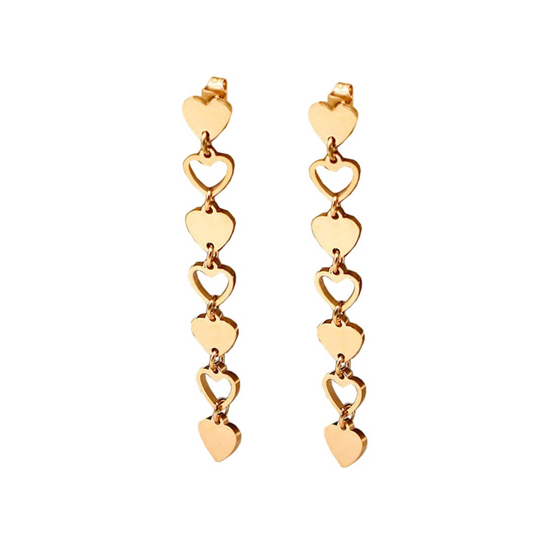 QiyamiPendientes Largos Corazón Pendientes Mujer Swarovski Earrings Dorados Aretes Hypoallergenic Sencillos Pendientes Niña Sin Níquel Pendientes Acero Inoxidable