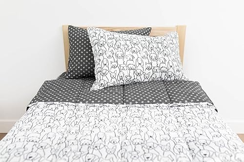 Image of Beddy's Puppy Dogs Zipper Bedding - Durable Zip-On Sheets & Comforter for Kids - Bed in a Bag - Easy Make Bedding - Machine Washable - Includes Pillowcase & Sham - White Dogs - Toddler