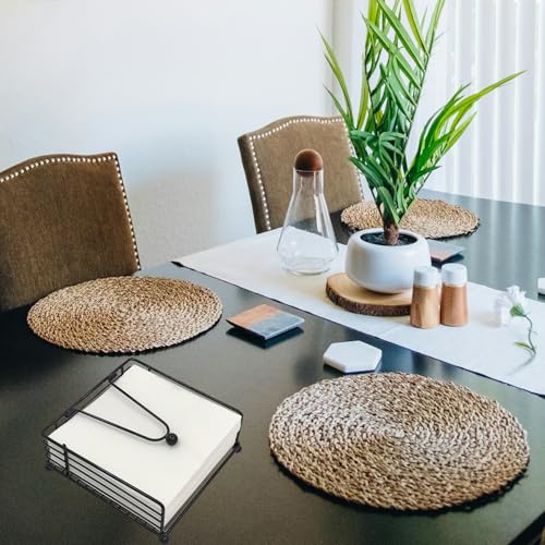 Napkin Holder for Table, Flat Napkin Dispenser with Weighted Arm, Square Cocktail Paper Holder of Elegant Rustic Iron for Kitchen Dining Room Decor Restaurant Farmhouse Hotel Party, Black - Image 3