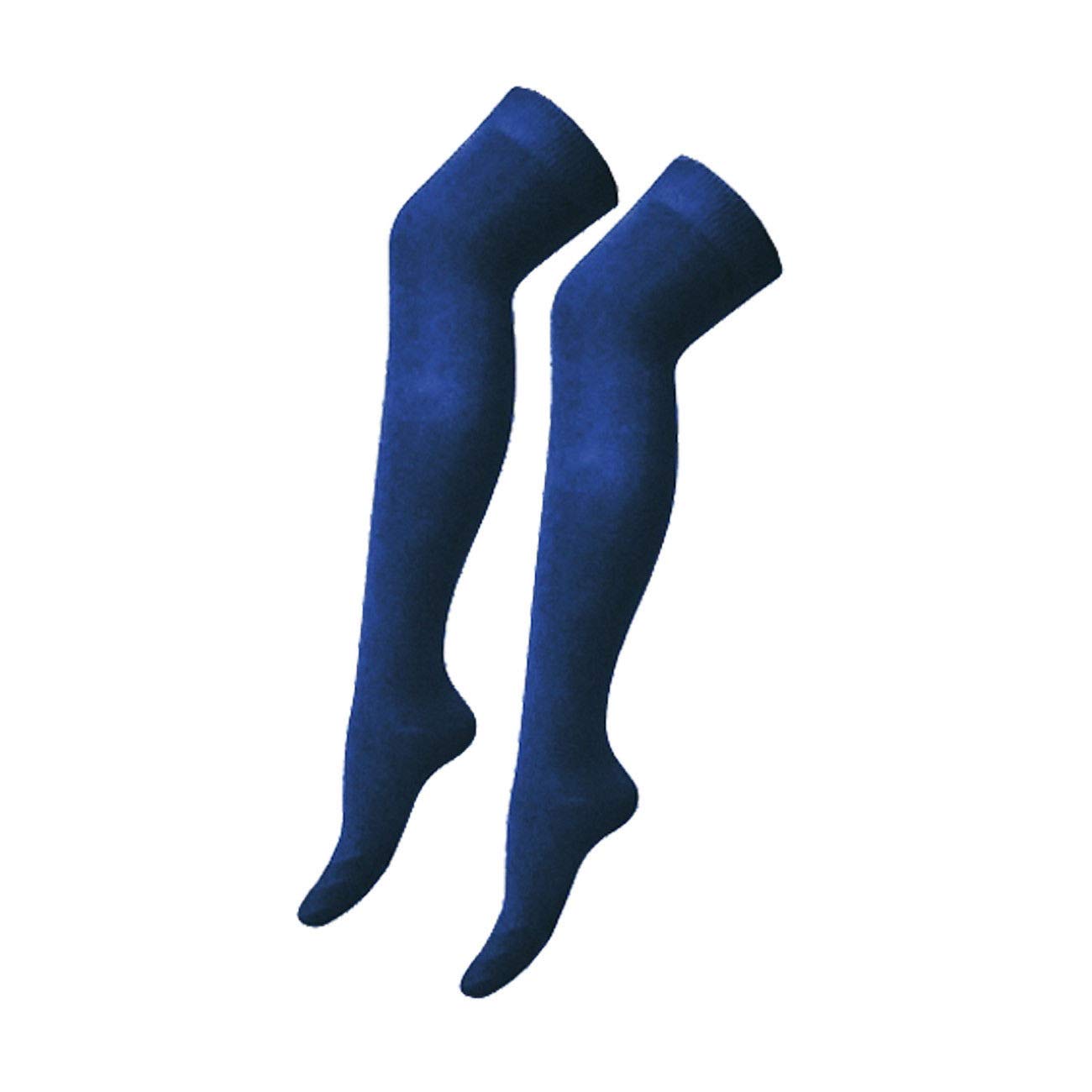Crazy Chick Women's Navy New Over The Knee Long Horizontal Stripe Print Thigh High Striped Patterned Overknee Socks (Navy)