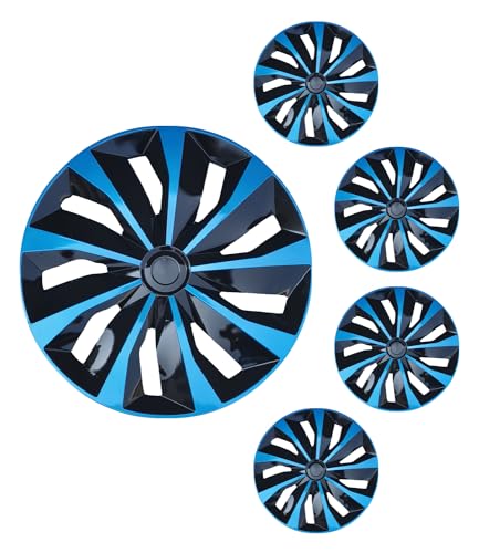 Image of Hubcap Wheel Cover Replacement R16 Hub Caps Universal-Fit Steel Wheel Rim Cover ABS Material Exterior Accessories for Car Truck SUV -Set of 4(16-inch,Blue-Black)