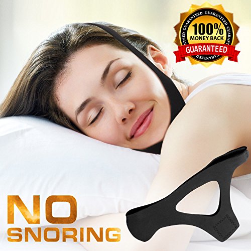 FacialShine Anti Snoring Chin Strap - Relieve Snoring, One-Size Fits All, Black