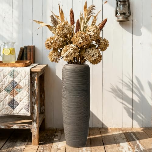 Vintage Ceramic Floor Vase – 23.6 Inch Distressed Glazed Oversized