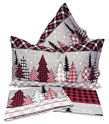 Confezioni Giuliana ® - Juego de sábanas de abeto escocés, estilo tirolés, 100% algodón, fabricado en Italia, 2 plazas Cover