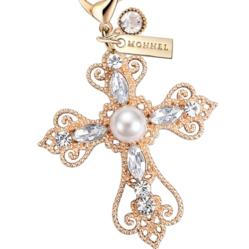 MONNEL MC493 Crystal Big Cross Lobster Clasp Charm for Women with Velvet Bag (Rose Gold,1 Piece) by MONNEL - Image 2