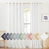 Picture of NICETOWN Faux Flax Linen Sheer Curtains for Privacy Protection, Grommet Rustic Flax Window Treatment Semi Sheer Drapes with Light Penetration for Farmhouse/Patio Door, Ivory, W70 x L96, Set of 2