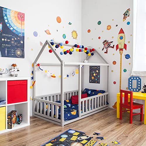 Toddler Bed With Rails, House Shaped Bed, Montessori Bed With Rails, Chidren Bed, House Bed, Floor Bed, Nursery Bed, Platform Bed, Canopy Bed Without Slats Under The Mattress Us Twin Size #TOP7