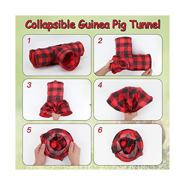 Yuepet guinea pig tunnel and tube collapsible 3 way guinea pig hideout with plaid classic style, small animal tunnel for guinea pig ferret hamster chinchilla - image 6
