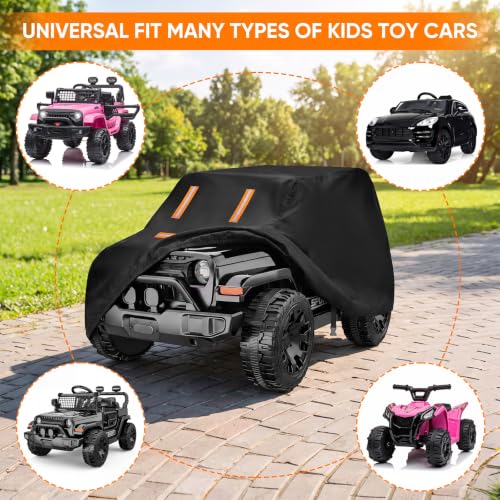 Image of Kids Ride On Car Cover, 420D Large Power Wheels Cover Waterproof | Fit for Power Wheels Jeep & Toddler Electric Vehicles,All Weather Protection, with 3 Reflective Strips &Windproof Buckles