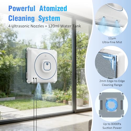 Image of Window Cleaner Robot with 4 Cleaning Modes, 8000Pa Suction Remote Control