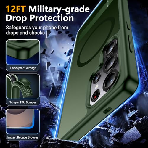 Image of SPIDERCASE Magnetic for Samsung Galaxy S25 Ultra Case, [Compatible with Magsafe][ Military Grade Drop Protection] with Invisible Stand Shockproof Slim Case for S25 Ultra 5G,Green