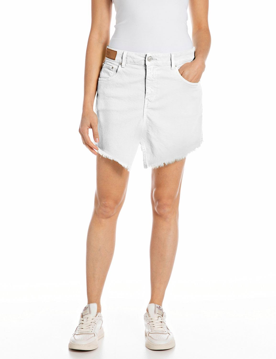 Replay women's denim skirt made of comfort denim, white (Optical White 001), 29W