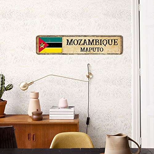 Aluminum Sign Capital City Of Mozambique Maputo Street Sign Country City Tin Plaque Plate Retro Vintage Custom Metal Sign For Home Bar Wall Art Decor 4X18 Inch #TOP3
