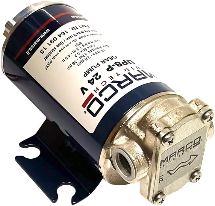 MARCO UP8-P - Bomba de engranajes de polímero de alto rendimiento de 24 V, 10 l/min, alta presión 5 bar, bomba eléctrica autocebante para transportar agua y líquidos de baja viscosidad
