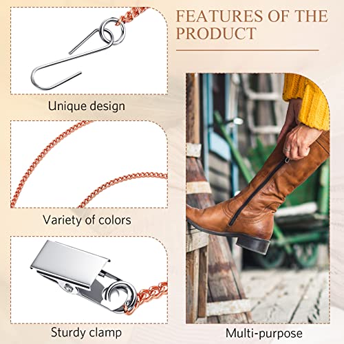 2 Pcs Zipper Helper Pulls for Dresses and Boots Zipper Puller with Hook and Clip for Back Button Clothing Assistant Aid Tool, Zip Up Dress by Yourself, Gold, Rose Gold - Thumbnail 6