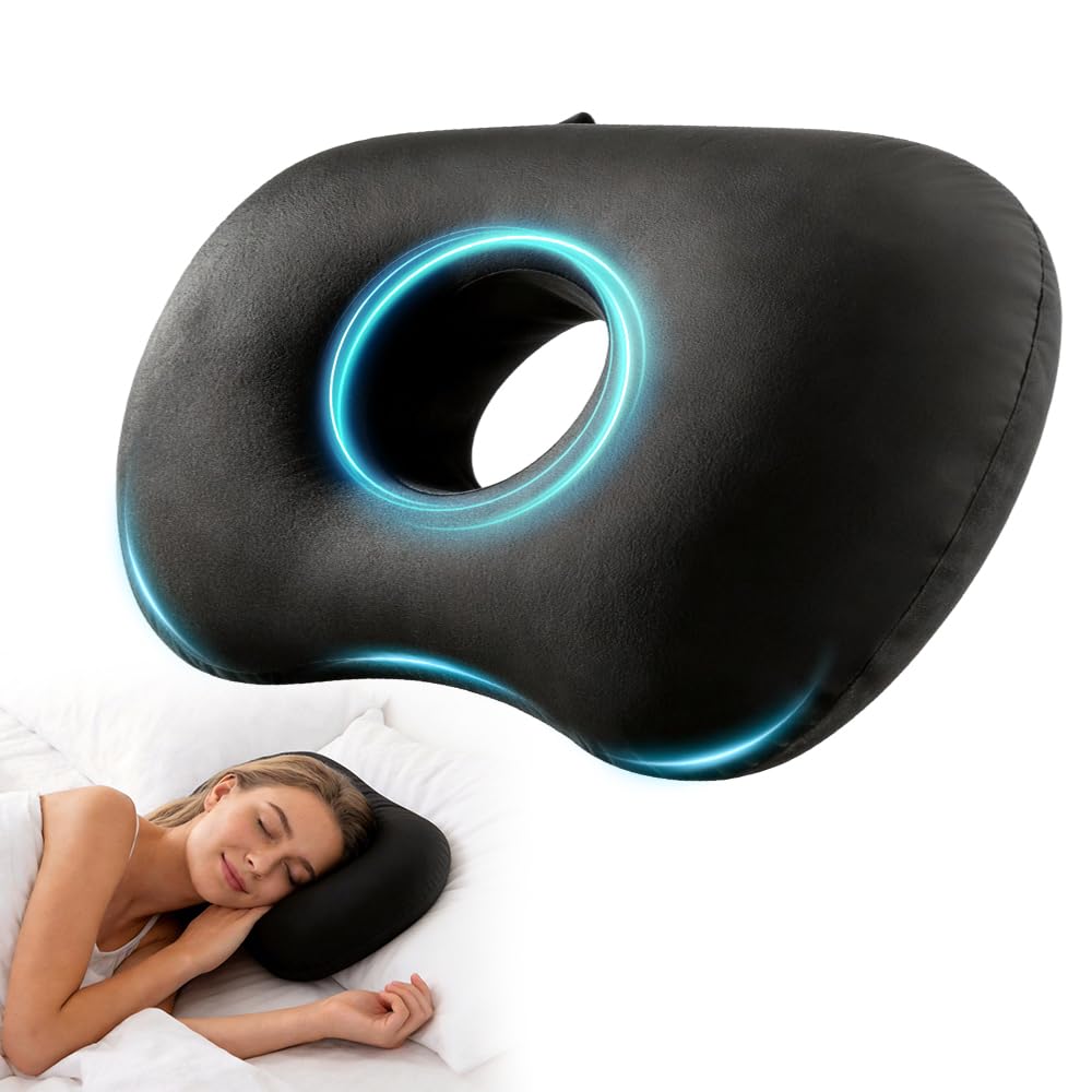 Wxeadu White Ear Piercing Pillow, Washable Ear Pillow With Hole,Adjustable Earring Guard Inflammation, Piercing Pillow For Side Sleepers For Cnh And Ear Pain Side Sleepers, Avoid Earpain From Pressing (B)