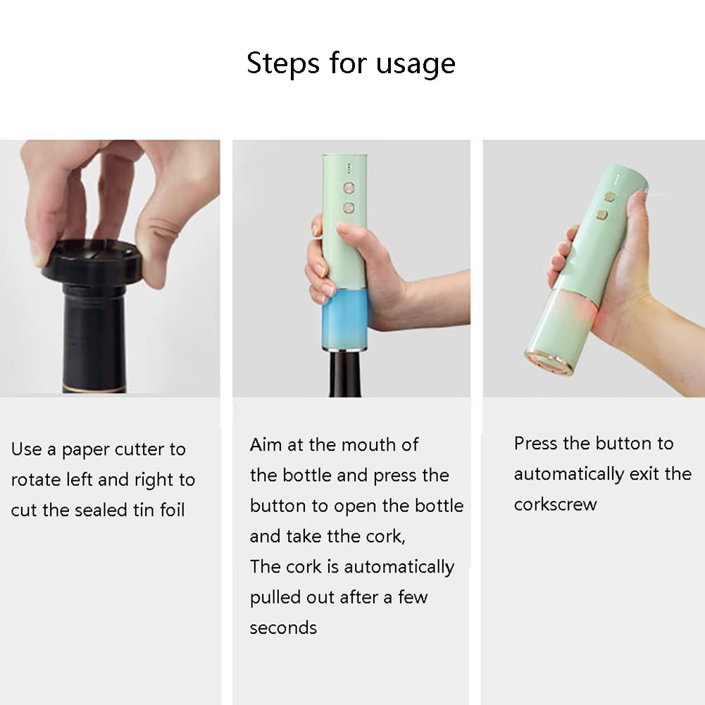 Kit de sacacorchos eléctrico para vino, sacacorchos automático recargable, cortador de papel de aluminio incluido, con cable de carga USB, adecuado para kits de regalo para amantes del vino (negro)