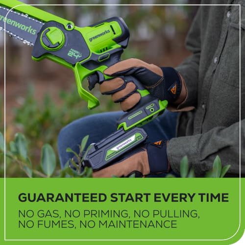 Image of Greenworks 24V 6 inch Mini Chainsaw Cordless, Handheld Electric Power Chain Saw Tool Only, for Tree Trimming and Pruning