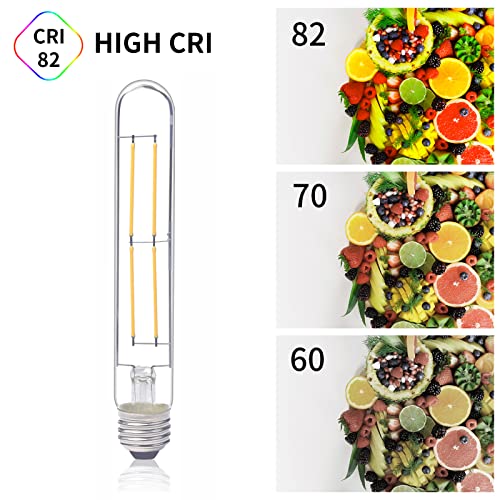 Klarlight Dimmable 6 Watt Led T10 Tubular Light Bulb 60 Watt Incandescent Equivalent E26 Edison Vintage Filament Tube Lamp, Daylight 6000K Medium Base Clear Glass Bulb (3-Pack) #TOP6