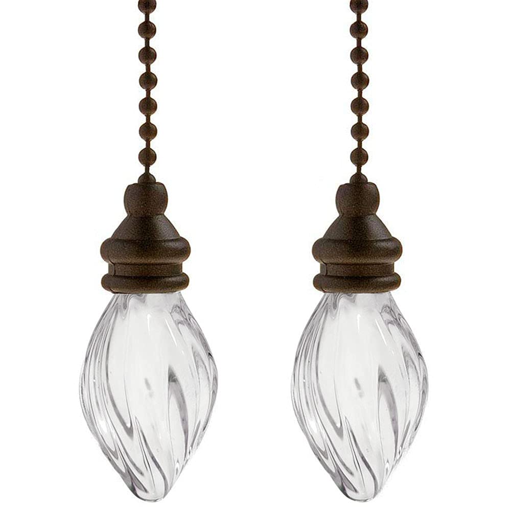 Ceiling Fan Pull Chains Ornaments 12 Inches Light Pull Chains with Acrylic Pendant Decorative Extensions For Ceiling Light Lamp Fan Chain(Bronze) 2 Pack