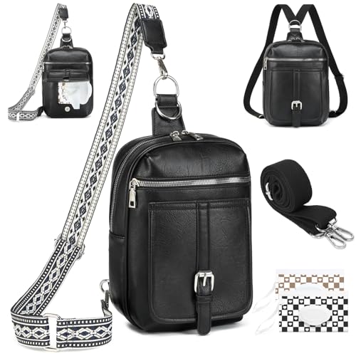 Image of MYHOZEE Small Diaper Bag Crossbody Sling Purse for Women - 2 in 1 Leather Backpack with 2 Straps for Short Trips Work Daily | Mini diaper bag, Instant Wipes pocket, Adjustable Straps, Credit card slot, Moms and dads, Reusable Wipe pouchs