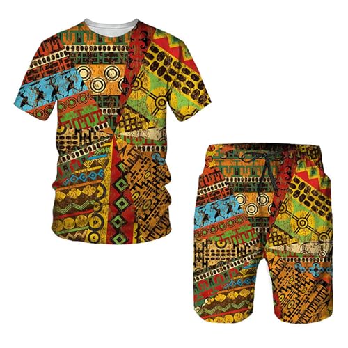 Ensemble homme short de sport imprimé tropical tenue été décontractée
