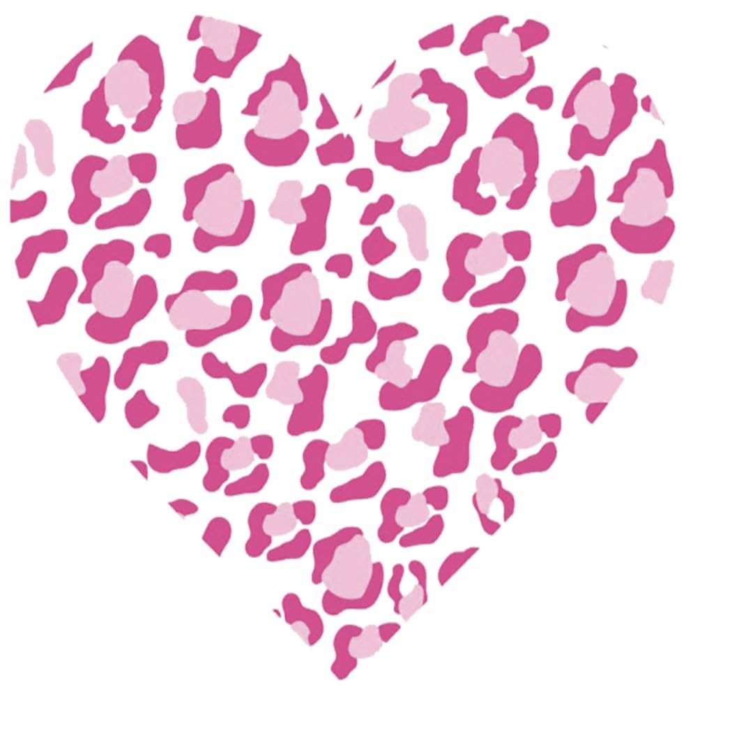 Love Heart Leopard Print Romantic Decor Iron Transfer Patch Heat Transfer Sticker Vinyl Design Iron Applique T-Shirt Clothing DIY Craft Applique Clothing Decoration (P2)