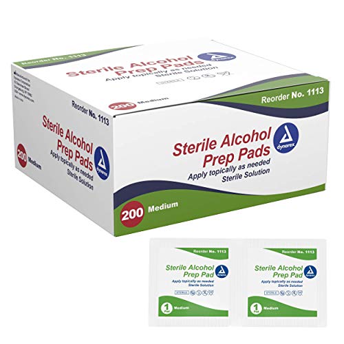 Dynarex Alcohol Prep Pad, Medium, Sterile, 2,000 Count (Package May Vary)