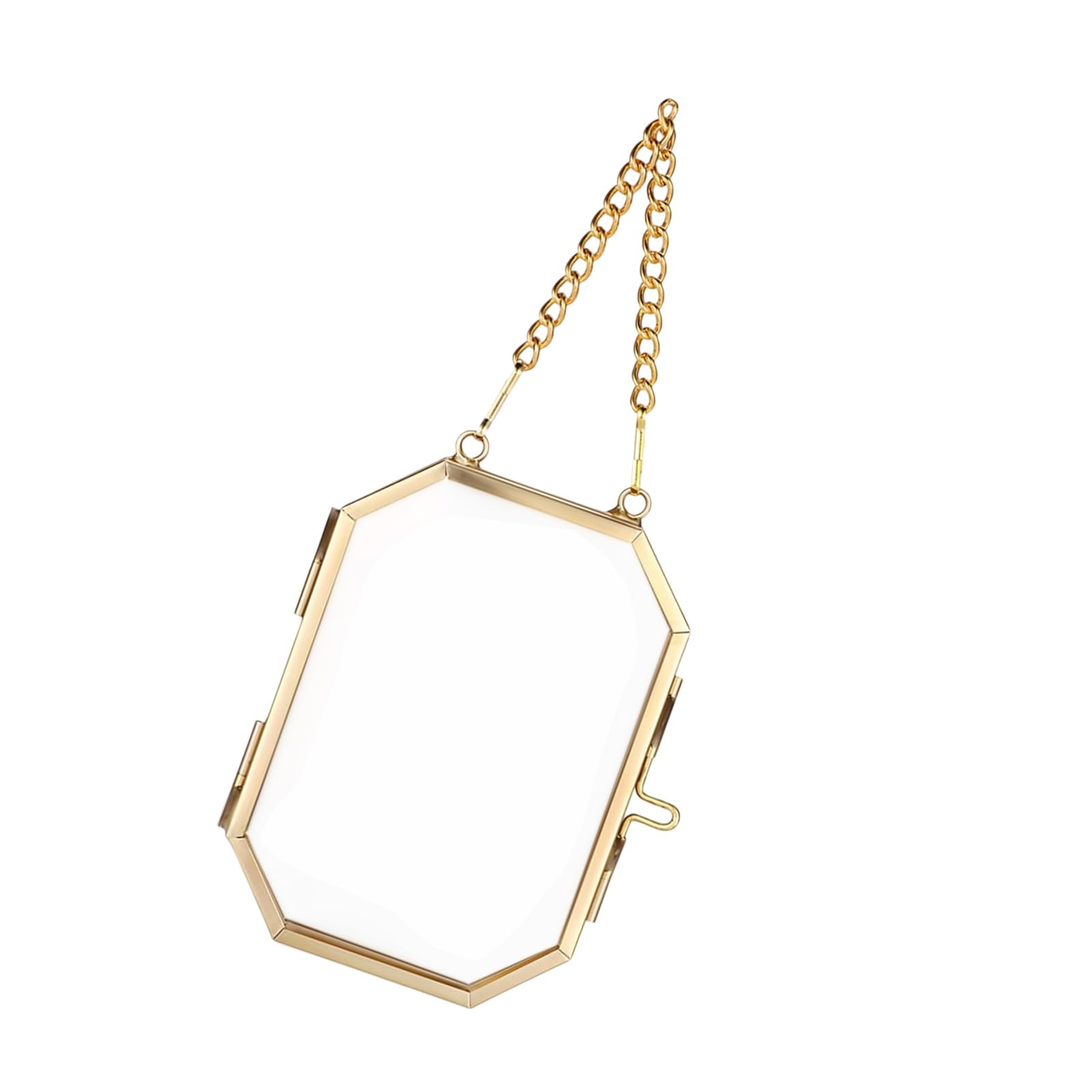 yanzunlrn Octagonal Hanging Picture Frame with Chain Art Display Frame for Wall Decoration Picture Dried Plant Octagonal Topological