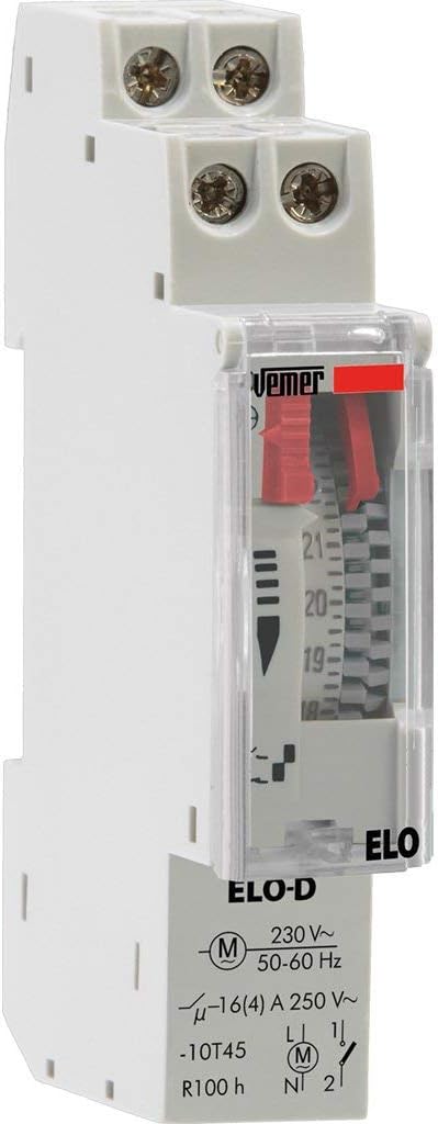 VEMERElectromechanical Timer with Daily Programming, DIN Rail mounting, lightgrey