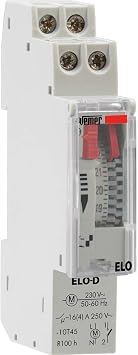 VEMER VP877500 Model ELO-D Electromechanical time Switch with Daily Programming. DIN Rail mounting. Color Grey