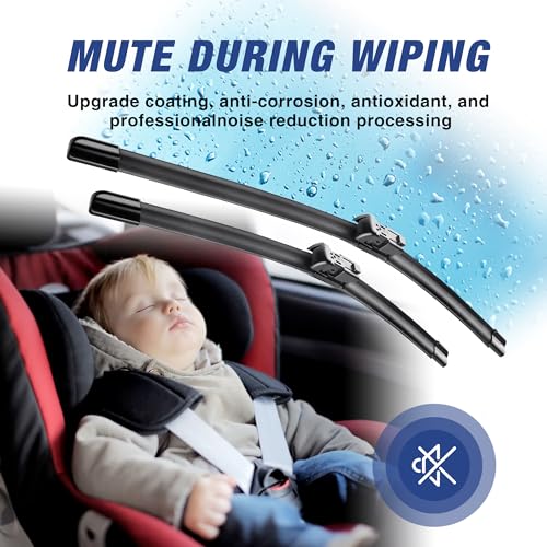 Image of 26 inch+20 inch Water Repellet Windshield Wiper Blades Replacement for VOLVO XC60 2017-2010 XC70 2016-2008 S40 /S60 /S80 2018-2011 C30 /C70 2013-2007 Silicone Automotive Windshield Wiper Blades