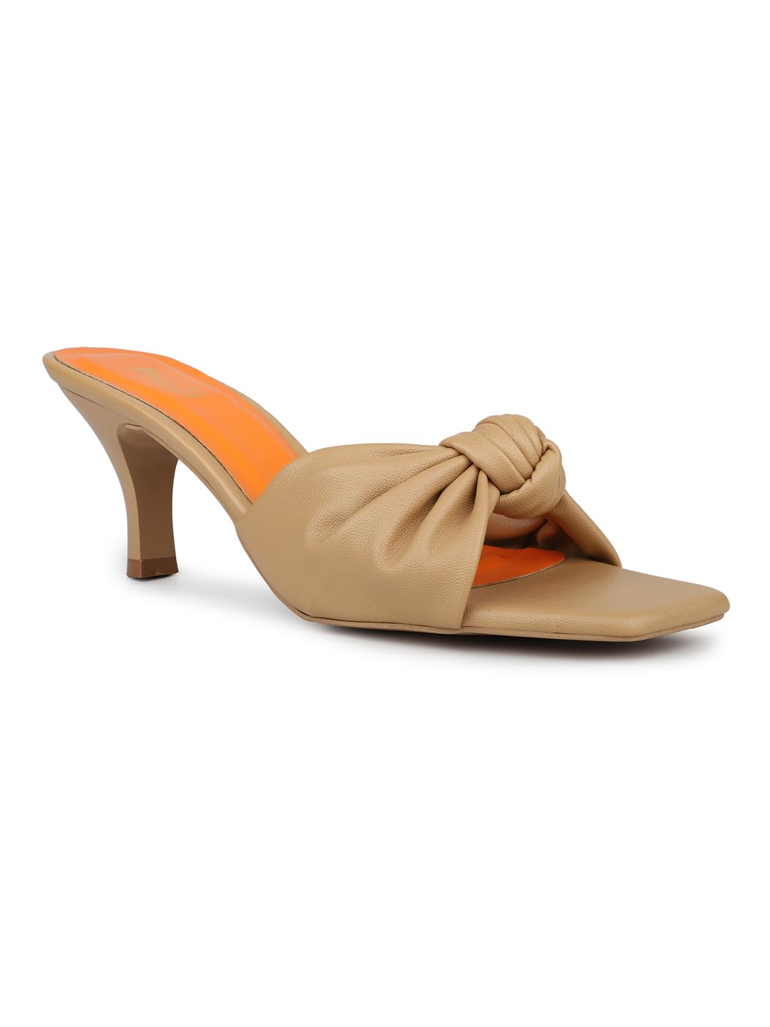 Women Beige Party And Club Wear Solid Square Heeled Mules-image-18