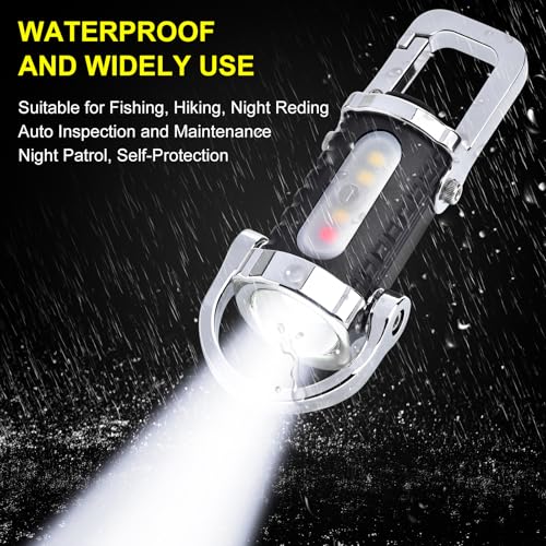 Image of Keychain Flashlight (3 in 1), Portable Rechargeable Bright Keychain Flashlight, Cob Keychain Work Light with 7 Light Modes, 1500 Lumens Mini Keychain Lights for Emergencies