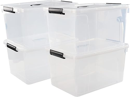 Miniatura 1 de Bblina Cajas de almacenamiento de plástico transparente de 18 cuartos de galón, paquete de 4 cajas de almacenamiento con tapas