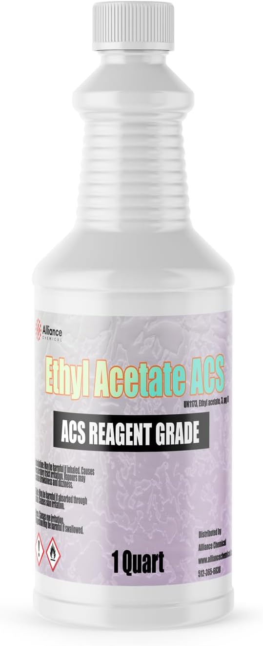 Alliance Chemical Ethyl Acetate ACS Grade - High Purity Industrial Solvent for Laboratory and PLA - 1 Quart Bottle