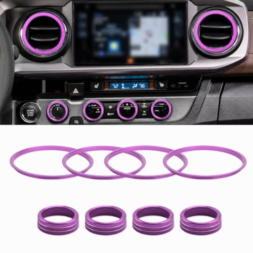 Image of AC knob Cover Trims and AC Vent Inner Rings for Toyota Tacoma Accessories 2016-2023 Interior Air Conditioner Vent Ring Cover Trims Air Conditioner Knob Rings 8pcs-Set (Purple)
