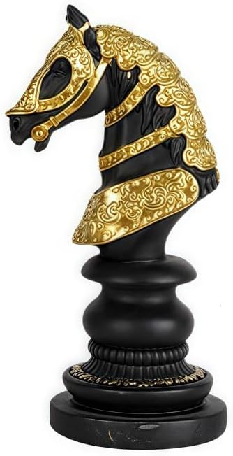 Chess Statue Decor Piece, Tall Black Color King Decorative Resin Sculpture, Large Collectible Game Figure Decoration Ornament for Home House Decoration Office Desk