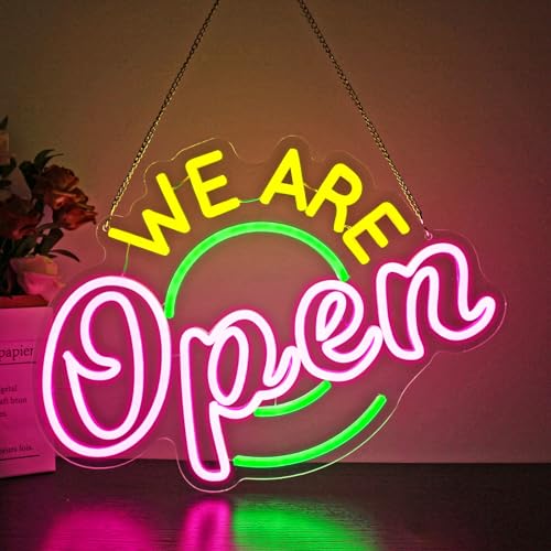 Image of Neon Sign, HSJNJKFU Open Neon Signs for Wall Decor We are Open Led Light for Bar Beer Signs Shop Restaurant Light up Signs for Man Cave - LED Neon USB Powered
