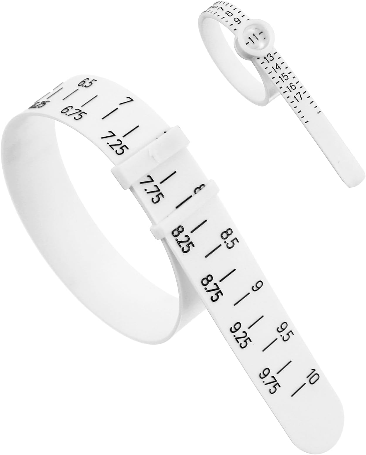2 Pcs Bracelet Sizer and Ring Measuring Tool Set, Reusable Finger Measure for Ring Size - US Size, Universal Bracelet Measuring Tool for Women Men - UK Sizes (White)